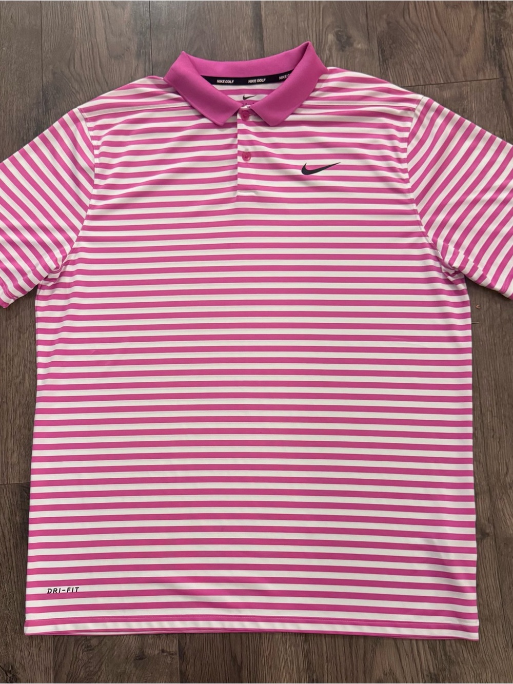 Nike Golf Cascata Men’s Pink and White Striped Polo